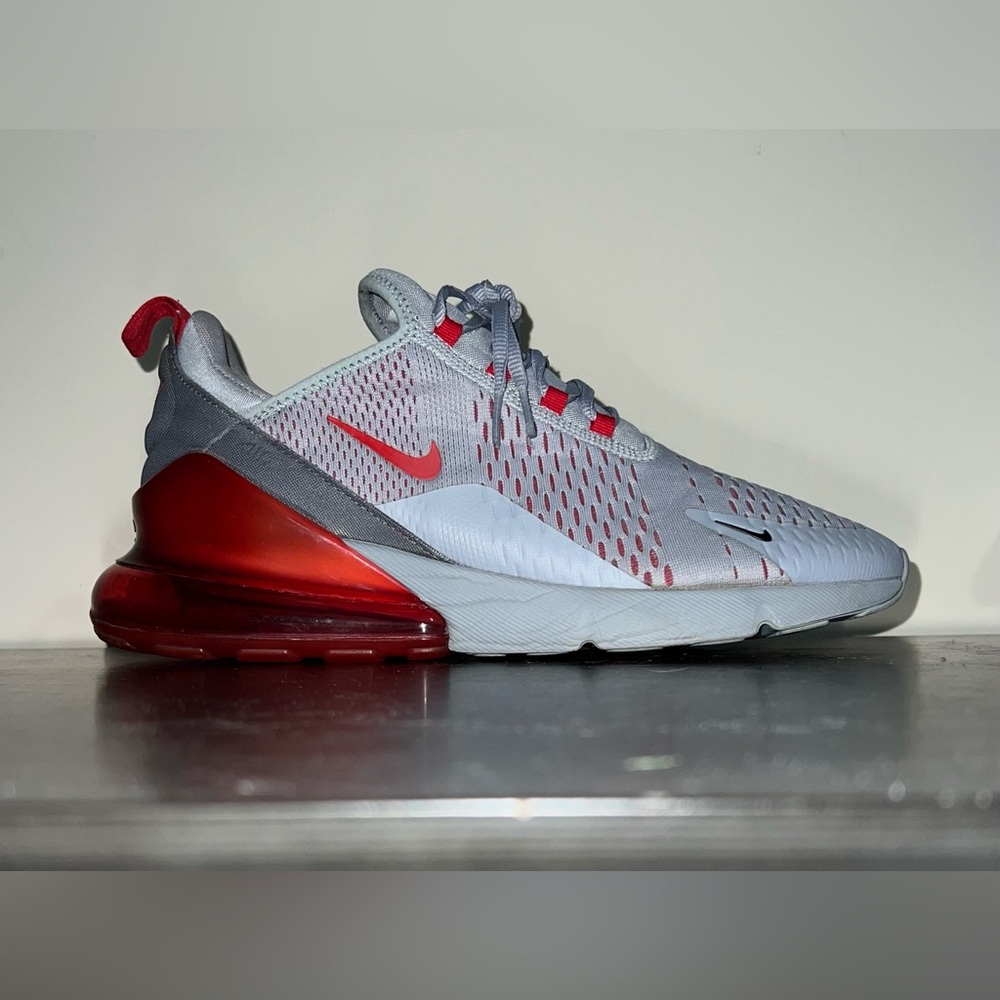 Nike Air Max 270 Liquid Metal Wolf Grey - men’s 11.5 (stains, scuffs, wear)